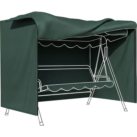 Housse avec fermeture éclair pour balancine de jardin, couverture pour mobilier d'extérieur, 205 x 124 x 164 cm, vert foncé (1/5)
