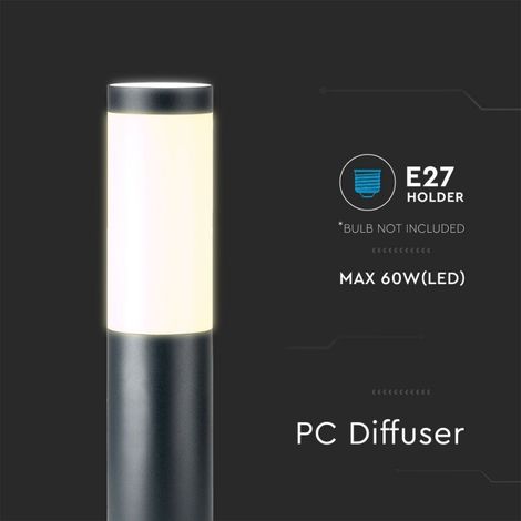 Lámpara de pie LED para jardín V-TAC, 110 cm, portalámparas E27 (máx. 60 W), acero gris, IP44