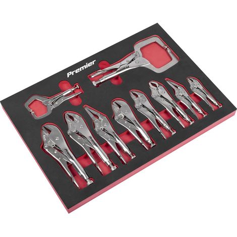 Sealey AK6802 Premier Locking Pliers Set with Foam Tray 10pc (1/3)