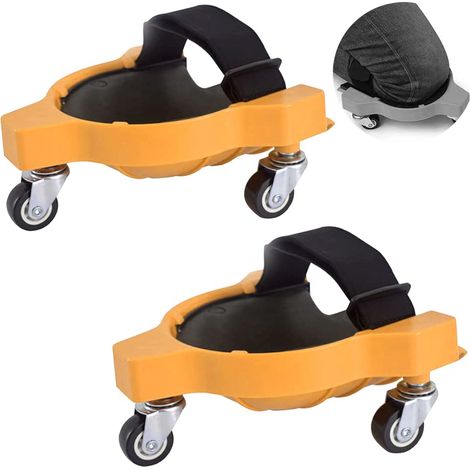 Lot de 2 genouillères robustes pour le travail Avec roulettes Capacité de rotation à 360 degrés Sans soulever Antidérapantes Avec sangles réglables (1/5)
