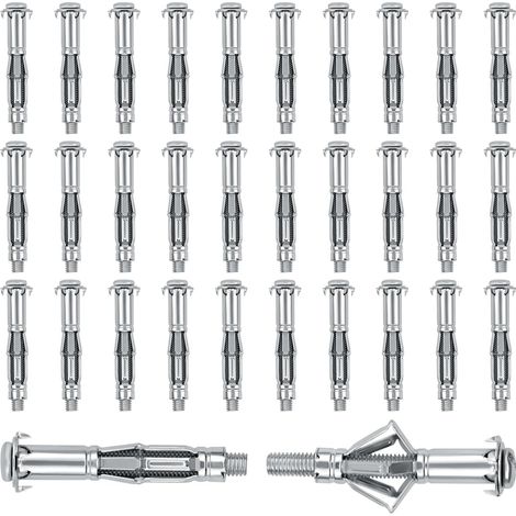 JSSEVN-20 Stück Dübel, M8 x 65 mm Hohlwandbefestigungen, Spreizdübel mit Schrauben, verzinkter Dübel (1/5)
