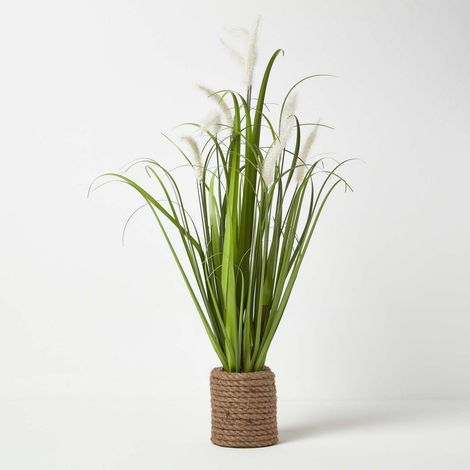 HOMESCAPES Artificial Closed Flower Grass Plant In Rope Pot, 74 cm Tall (1/5)