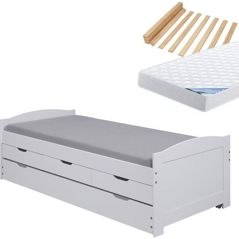 SYDNEY - Pack Lit à Tiroirs 90x190 + 1 Matelas Ibiza (1/3)
