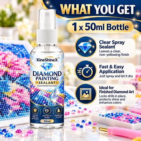 KineShineX Diamond Painting Sealer, ein transparenter Überlack-Spray für DIY-Diamantmalerei und Kreuzstich. (1/4)