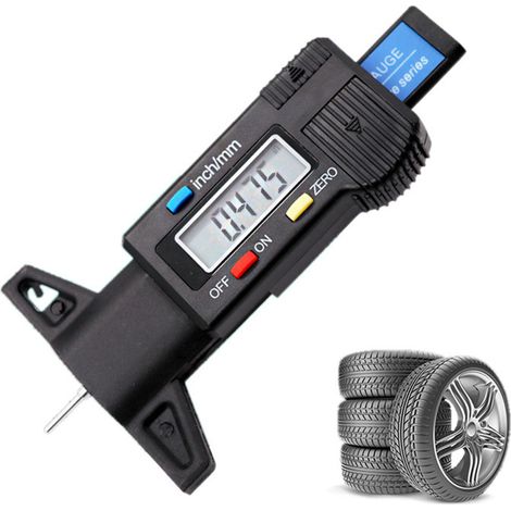 Jauge de profondeur numerique Caliper jauge de profondeur de bande de roulement LCD Jauge de la bande de roulement du pneu,motos ou camions (1/5)