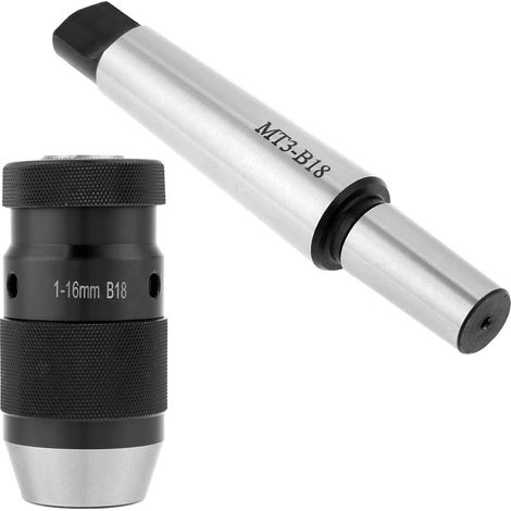 Mandrin de perçage sans clé en acier 45 à serrage automatique, capacité 1-16 mm, avec arbre conique MT3-B18 (1/5)