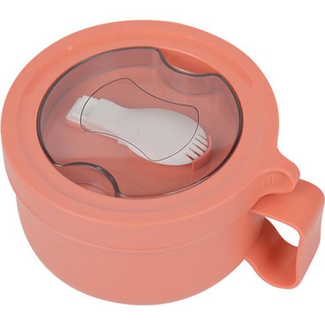 Bols thermiques 850ml orange, intérieur en acier inoxydable 304, couvercle hermétique anti-fuite, parfait pour nouilles, bento, soupe, avec poignée isolante. (1/5)