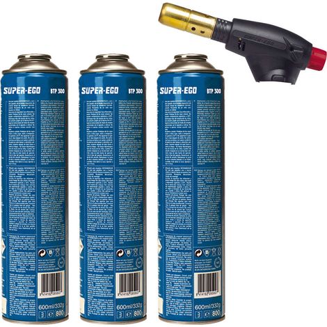 Confezione torcia piezoelettrica Segofire + 3 bombole. Multigas 300 600ml Super Ego (1/4)
