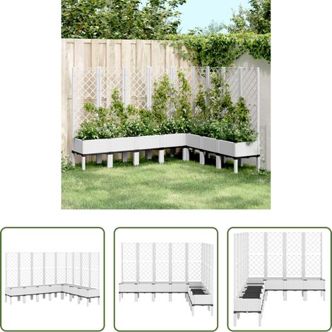 Treillis -  Jardinière avec treillis blanc 200x160x142 cm PP (1/5)
