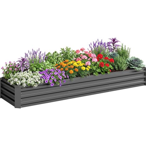 60 x 240cm Galvanized Steel Garden Planter with Open Base for Enhanced Drainage and Plant Growth