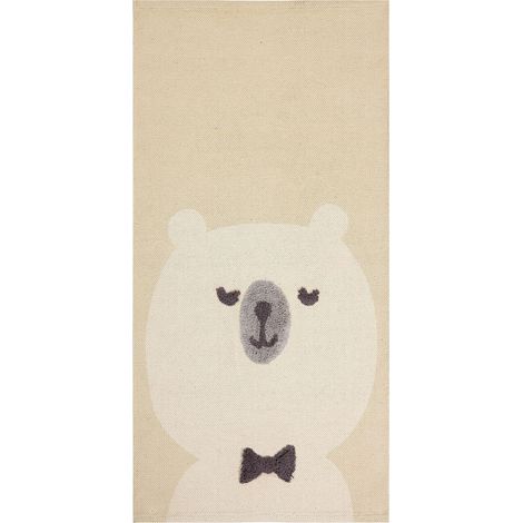 Tappeto per bambini in cotone con motivo orso 80 x 150 cm tessuto a mano beige Simau