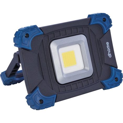 Projecteur LED 10 W 1100 lumens 5000 K IP54 rechargeable – Extra plat 47 mm – Autonomie 6h à 50% – Indicateur de charge – Dhome