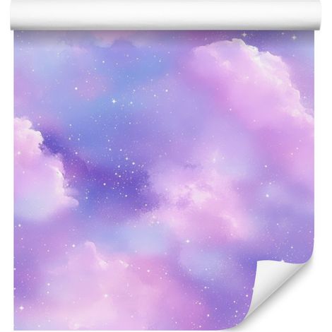 Carta da parati acquerello galassia lavanda e blu per soggiorno e camera da letto 50x1000 (1/5)
