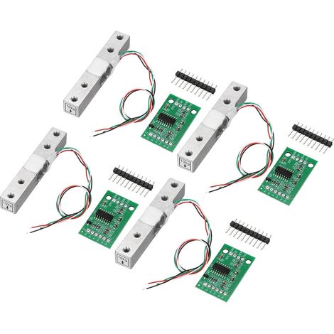 4-teiliges Set digitaler Wägezellen (10 kg) + HX711 24-Bit-Genauigkeits-Zweikanal-Wägezellenmodul (20 x 33 mm) für Küchenwaagen