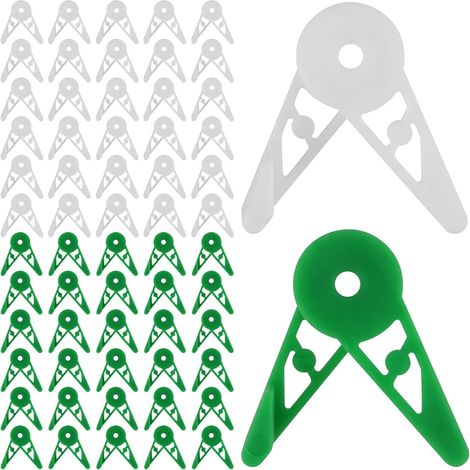 Lot de 60 pinces de tuteurage réglables pour plantes, clips de palissage basse tension, blancs et verts. (1/5)