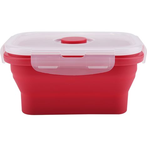 Lot de 1 Boîte repas pliable rectangle rouge 350ml en silicone - Contenant alimentaire micro-ondable