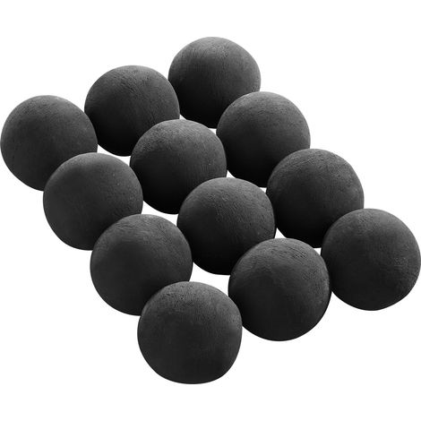 Mophorn Bolas de Cerámica para Fuego 12 Piezas 100 mm de Fibra Cerámica, Piedras Redondas Reutilizables para Fogatas de Gas, Propano, Estufas y Camping, Uso en Interiores y Exteriores, Color Negro
