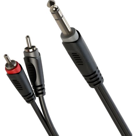 Câble audio Jack stéréo 6,3 mm / 2 x RCA 6 m Roxtone SAYC110L6 (1/4)