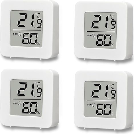 Set termometro-igrometro LCD mini da 4 pezzi, termometro e igrometro digitale wireless per uso interno, adatto per camerette, soggiorni, uffici, serre