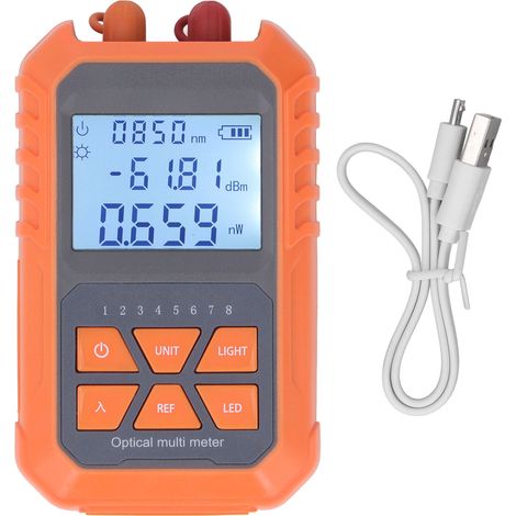 Testeur de câble à fibre optique portable rechargeable -70+6dBm 5 km, localisateur de défauts visuels multimètre optique mini (1/5)