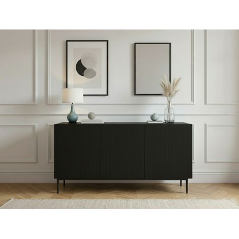 BOBOCHIC - Buffet 3 portes 150 cm KASHA Pieds noir   Noir (1/4)