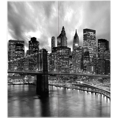 Lupia - Quadro moderno grande su tela WALL 160x160 cm CITTA MANHATTAN BLACK, set 4 pz tele 80x80 cm per soggiorno camera da letto (1/4)