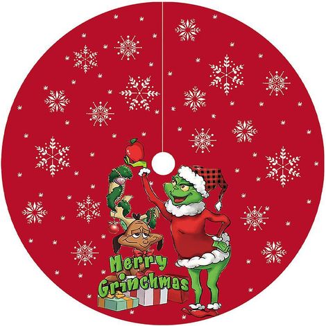 120cm Jupe Sapin De Nol,mme Grinch Couvre Pied Sapin Noel, Arbre De Noel Decoration, Joyeux Nol Jupe D'arbre Tapis Pour Sapin Pour Nol (1/5)