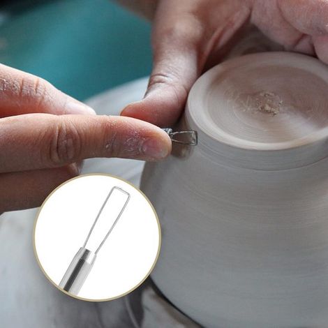 pezzi di strumenti per scolpire l'argilla a doppia faccia，manico in legno，strumenti per argilla a nastro，strumenti per intaglio della ceramica (1/5)