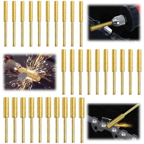 30 Piezas Gabarit Affutage Chaine de Tronconneuse, Diamant Affuteur Affuteuse de Chaine Tronçonneuse, Lime pour Chaine de Tronconneuse, 3 Tailles Différentes pour Tronçonneuse Affûter et Poncer (1/4)