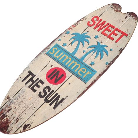 Panneau de Surf en Bois - Plaque de Planche de Surf rétro - Décoration Murale Suspendue,Beige (1/5)