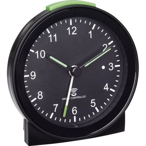 TFA Dostmann 60.1517.01 Funk Wecker Schwarz Alarmzeiten 1 Fluoreszierend Zeiger