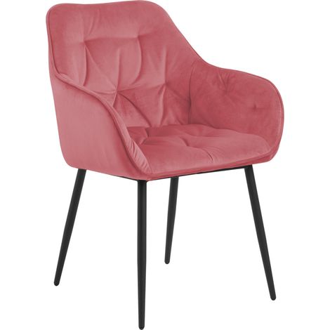 Selsey AGAMOS - Chaise rembourrée avec accoudoirs - velours corail sur pieds en métal (1/5)