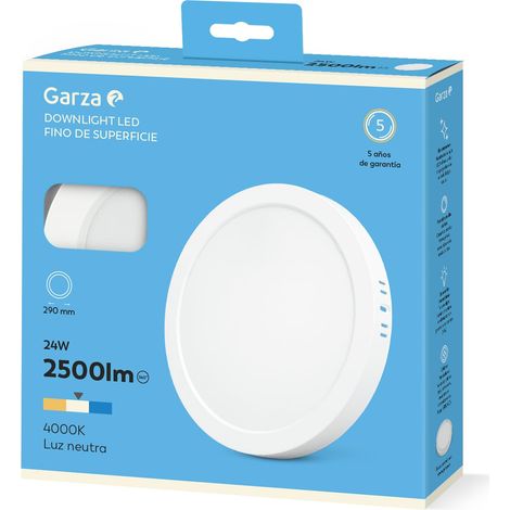 Plafonnier LED, montage en saillie, circulaire, 29,5 cm, 24 W, lumière neutre 4000 K, 2500 lm, 30 000 h, IP20, blanc, économie d'énergie 80% (1/3)