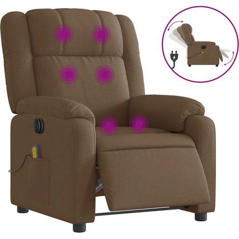 vidaXL Sillón reclinable de masaje eléctrico tela marrón (1/2)