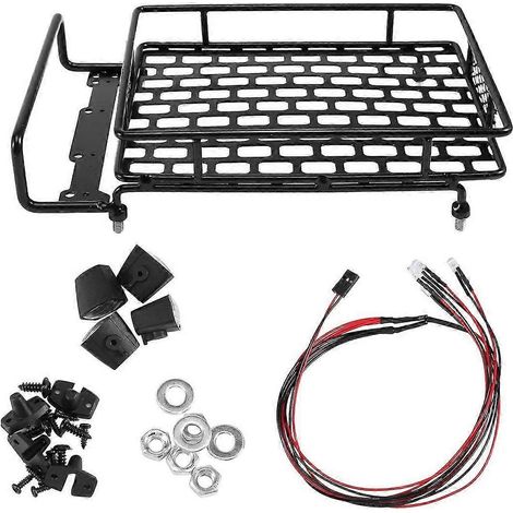 Barre lumineuse LED pour porte-bagages de toit pour Wrangler, Tamiya CC01, Axial SCX10, porte-bagages en alliage d'aluminium