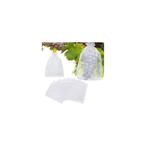 50 pezzi di sacchetti protettivi per uva, sacchetti per la protezione dei grappoli 20x30 cm con coulisse, sacchetti protettivi per frutta e piante contro vespe, uccelli, mosche e altri insetti - Crezu