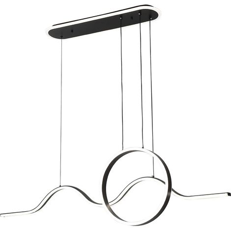 Colgante Year Negro 177w 3000-4000-6000k 15756lm  C/luz Ambiente Remoto Y Reg.intensidad Regx120x15cm