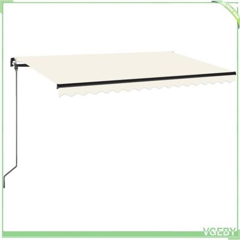 Auvent rétractable manuel - FAFEICY - 3069177 - 400 x 350 cm - Tissu crème / cadre anthracite - Polyester PU résistant UV (1/5)