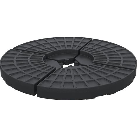 Lot de 4 pieds de parasol poids de lestage pour parasols déportés - A remplir d'eau jusqu'à 52 kg ou de sable jusqu'à 60 kg - dim. totales 48L x 48l x 8H cm polyéthylène haute densité noir