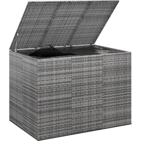 Contenitore per cuscini da giardino in resina intrecciata 145 x 100 x 103 cm grigio 020013161