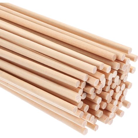 80 Pcs 1/6x15,75 Pouce Tiges de Cheville en Bois Bâtons de Bois (1/5)