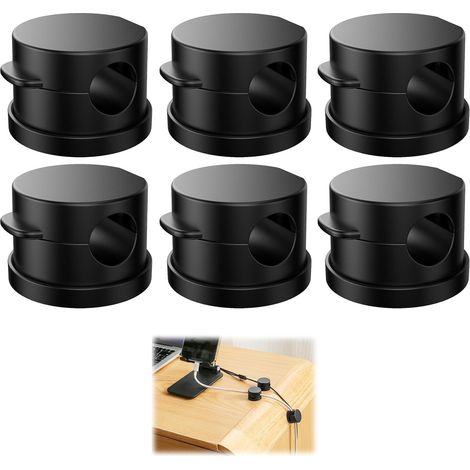 Set di 6 clip magnetiche per la gestione dei cavi, organizer per cavi da scrivania regolabile, clip autoadesive per cavi, adatte per cavi di ricarica, cavi HDMI, cavi audio, ufficio (nero)
