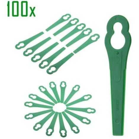 Lames en Plastique 100 Pcs Lames de Tondeuse pour Jardin pelouse Tondeuse Accessoires, Lames en Plastique de Rechange pour Coupe-Bordures,vert (1/4)