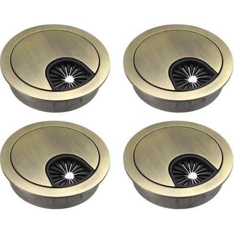 Pasacables de escritorio, 4 piezas, Tapa redonda para orificio de cable, metal, Tapa para orificio de cable, 60 mm, Dorado (1/5)