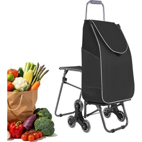 Chariot Monte-Escalier Trolley Étanche Portable À 3 Roues Chariot De Courses Pliable Pour Les Seniors Monter Les Escaliers Supermarché Lessive Maison Ménage Voiture (1/5)