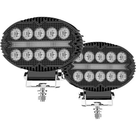 Feux de Travail à LED Ovales de 5,5 Pouces 10000LM Feux Antibrouillard DRL pour Camion ATV UTV SUV Moto Chariot Remorque Bateau (1/4)