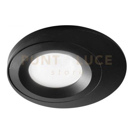 GFA1201- FARETTO INCASSO 1 LUCE LISCIO NERO IN ALLUMINIO TONDO D.10CM ATTACCO GU10