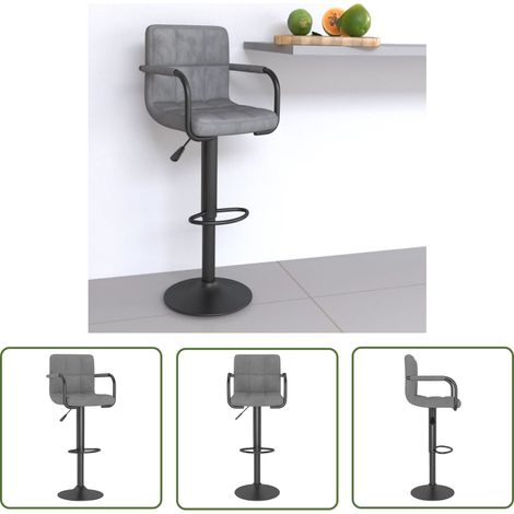 vidaXL Tabouret de bar Gris clair Velours (1/5)