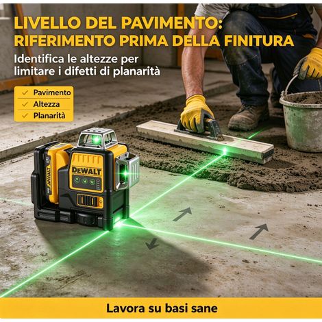 DEWALT DW089LG Livella Laser Verde Autolivellante 360° Kit Batteria e Caricabatterie per Fai Da Te Ristrutturazione