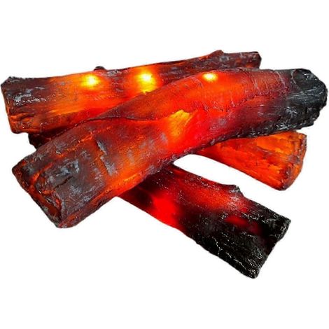 Compatible avec les bûches de cheminée électriques à flammes LED réalistes chauffage d'appoint sans flamme pour décoration de Noël (22 cm). (1/5)